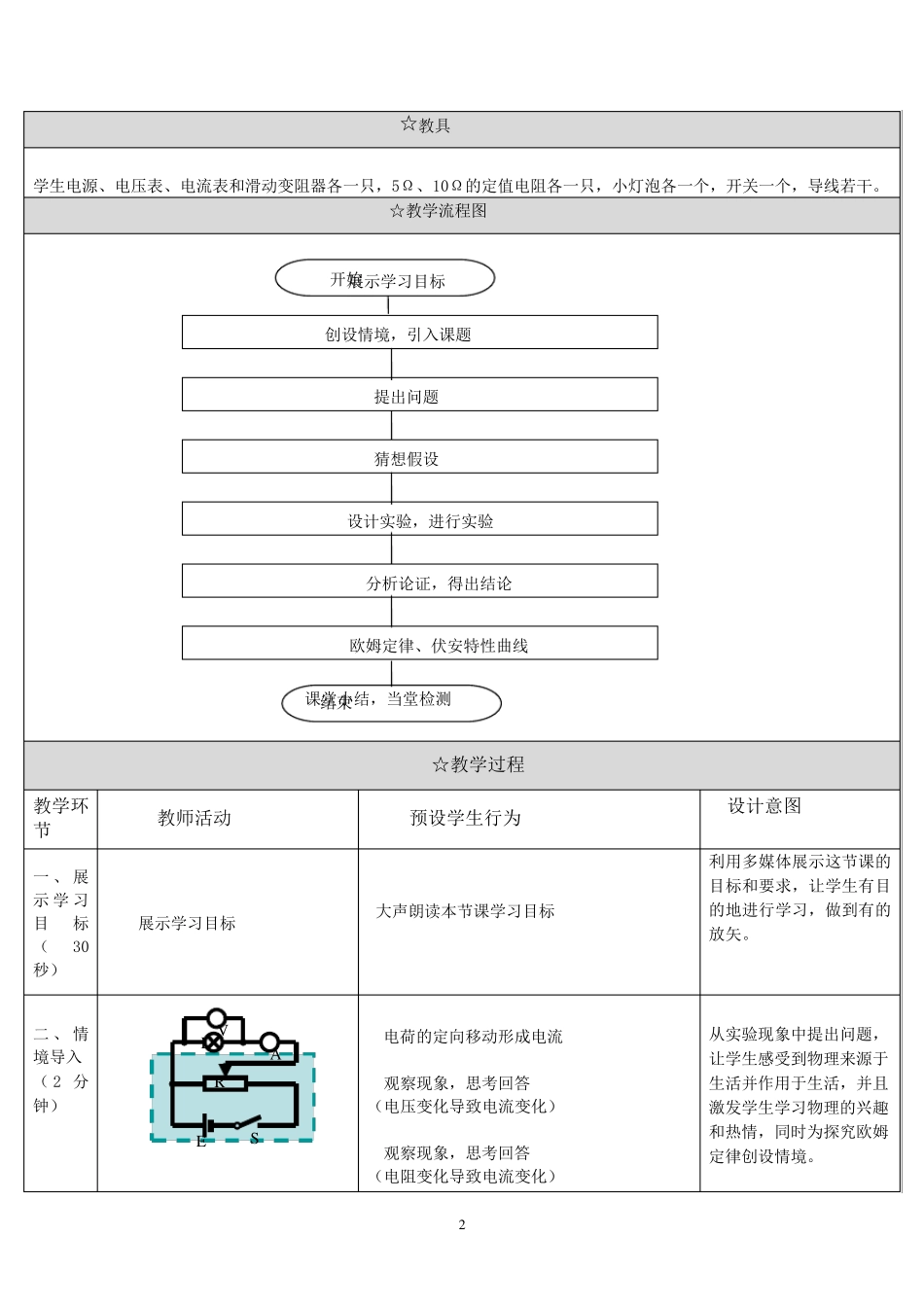 《高中物理选修31第二章第三节欧姆定律》教学设计_第2页