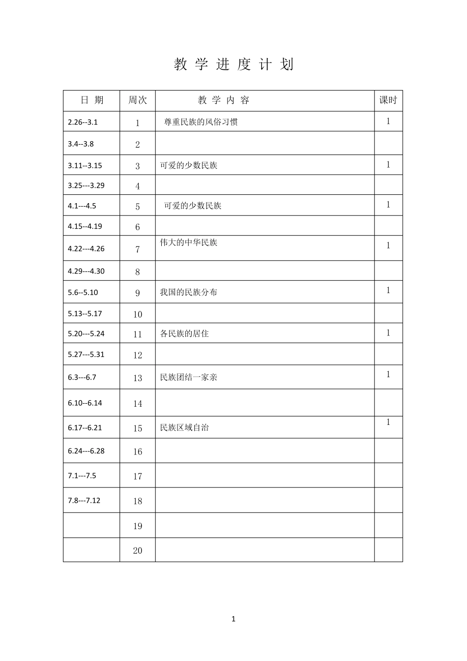 一、二年级小学民族团结教案_第1页