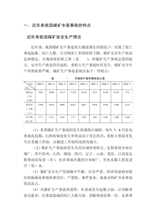 一、近年来我国煤矿水害事故的特点