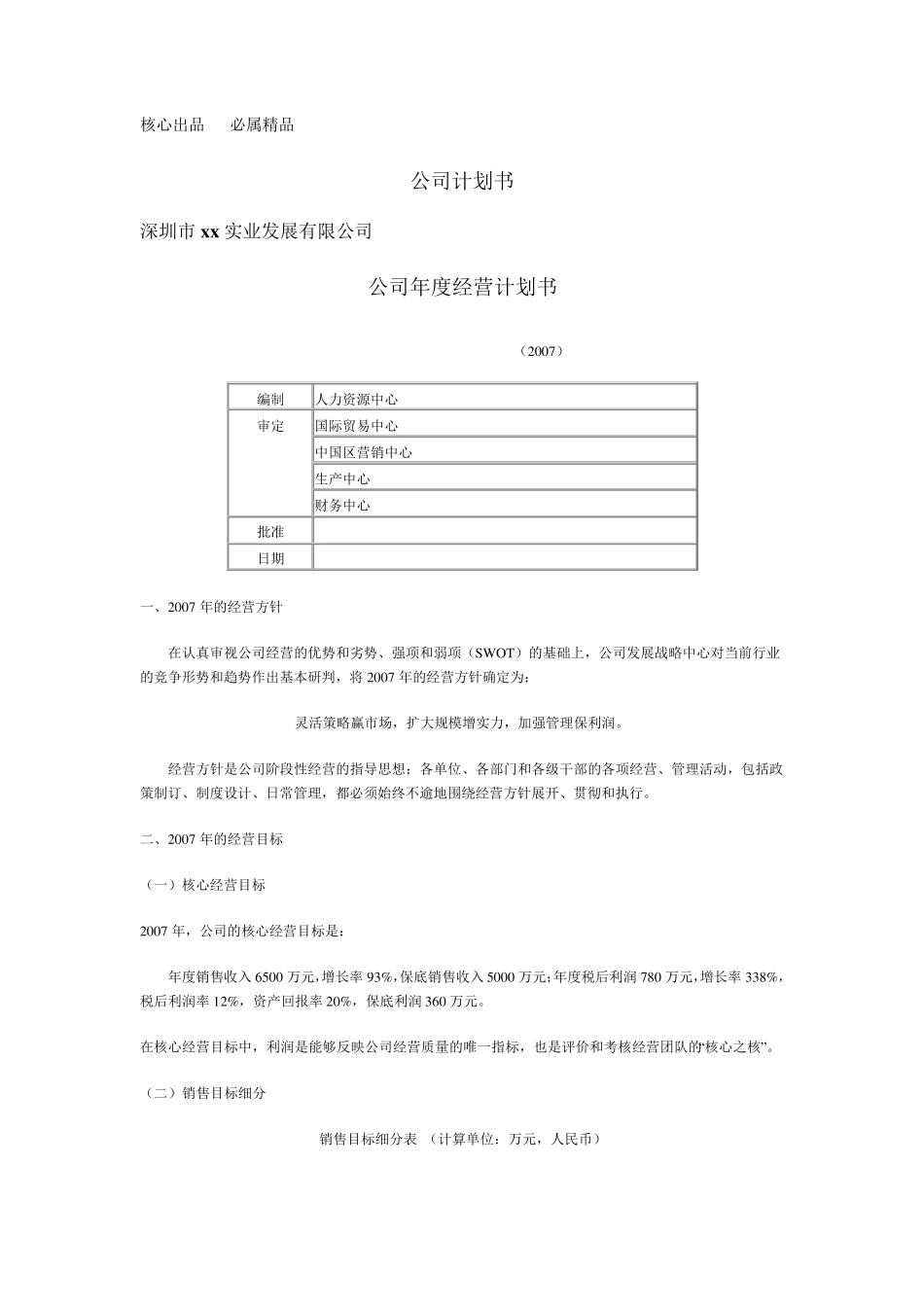 一个新公司的运营计划书_第1页