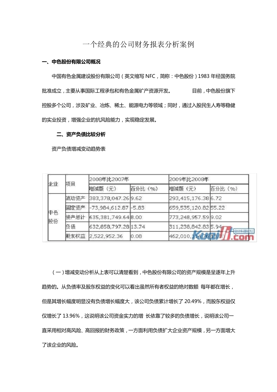 一个经典的公司财务报表分析案例_第1页