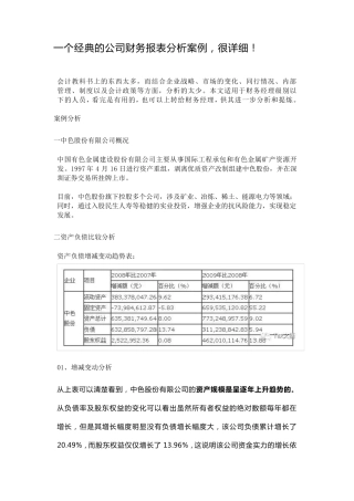 一个经典的公司财务报表分析案例,很详细
