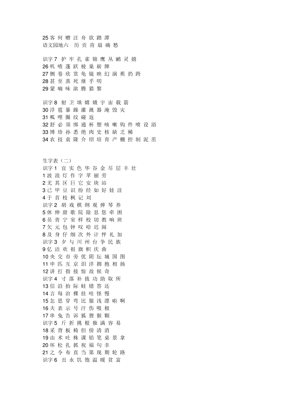 一二年级生字表_第2页