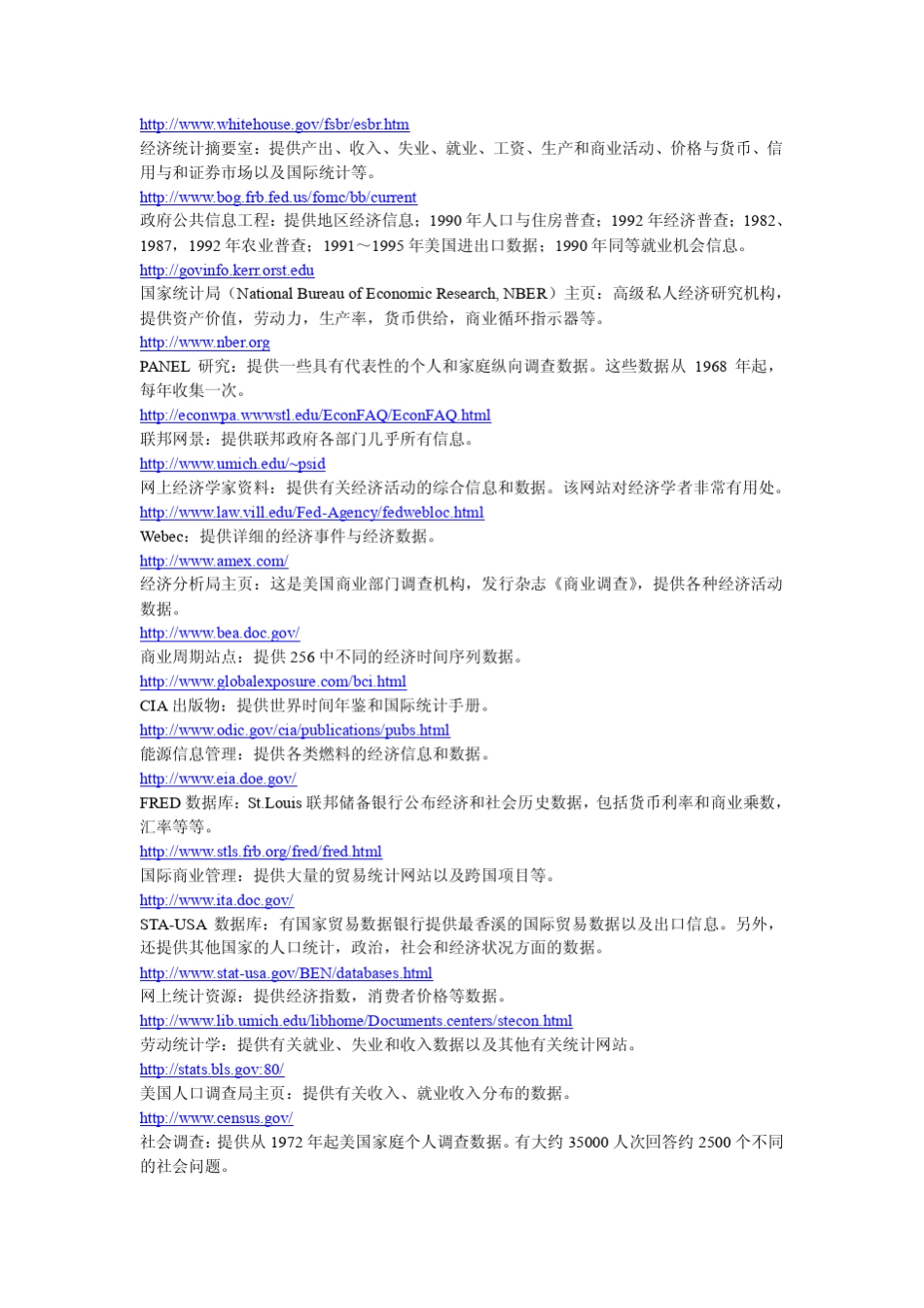 一些重要经济学网站和数据库网站_第1页