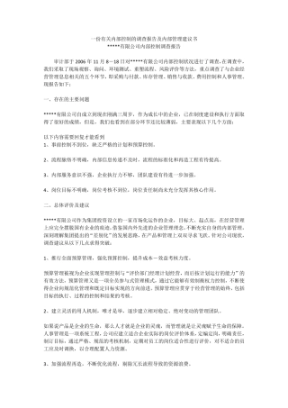 一份有关内部控制的调查报告及内部管理建议书