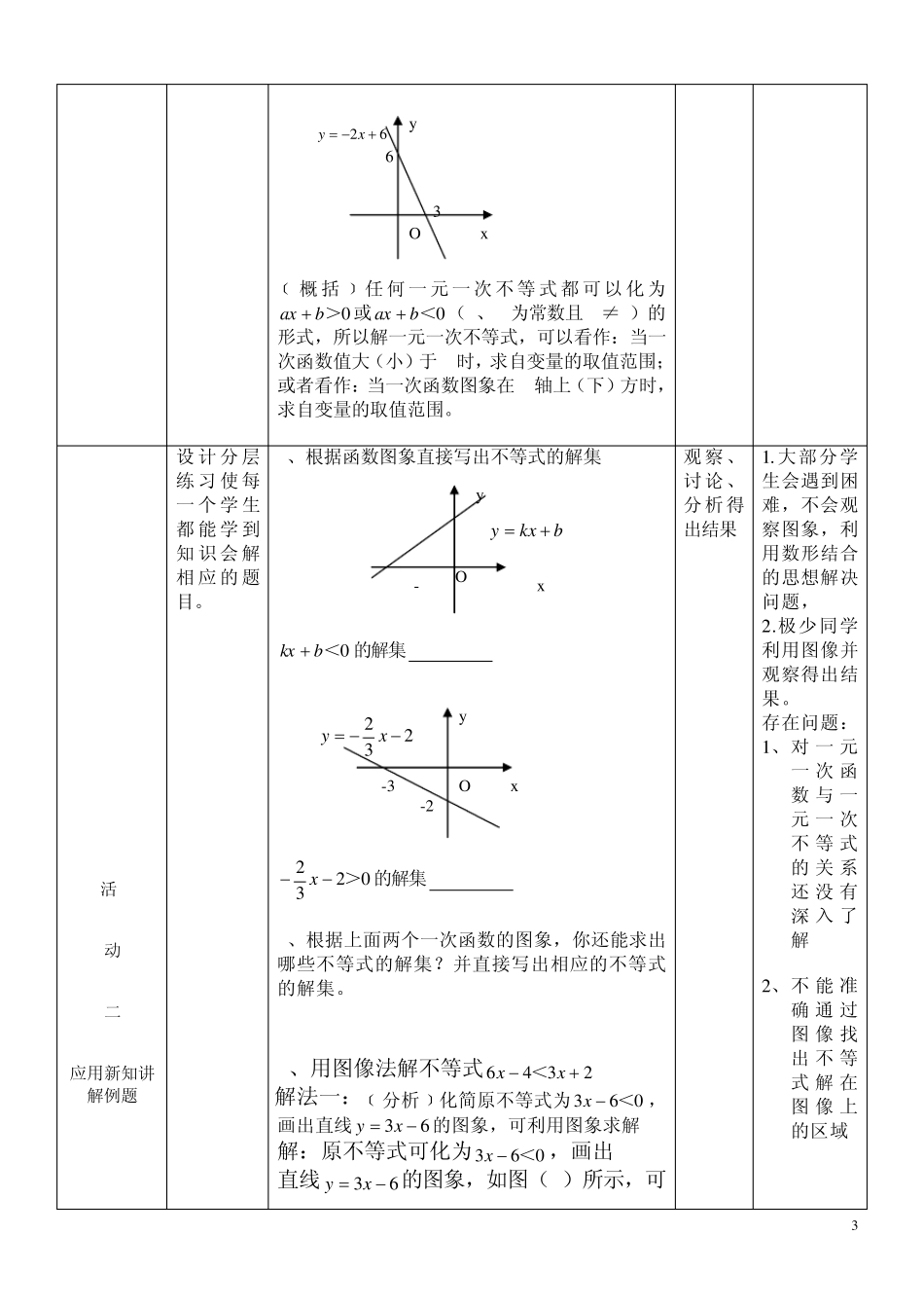 一元一次不等式与一元一次函数教案_第3页