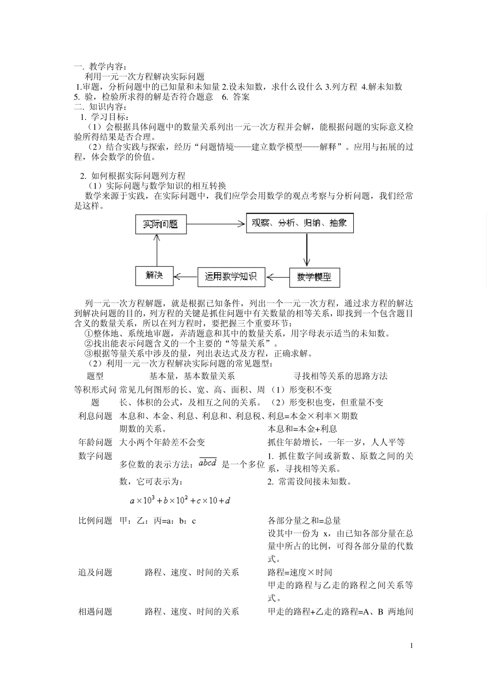 一元一次方程的实际问题运用案例_第1页