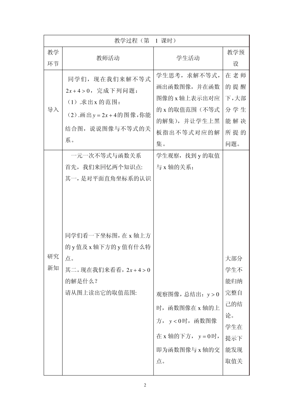 一元二次不等式教学设计_第2页