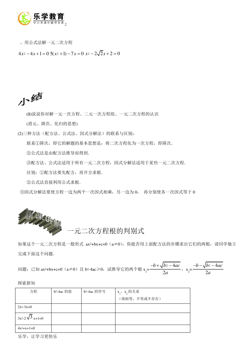 一元二次方程根的判别式_第2页