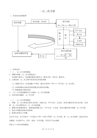 一元二次方程知识点总结及典型习题