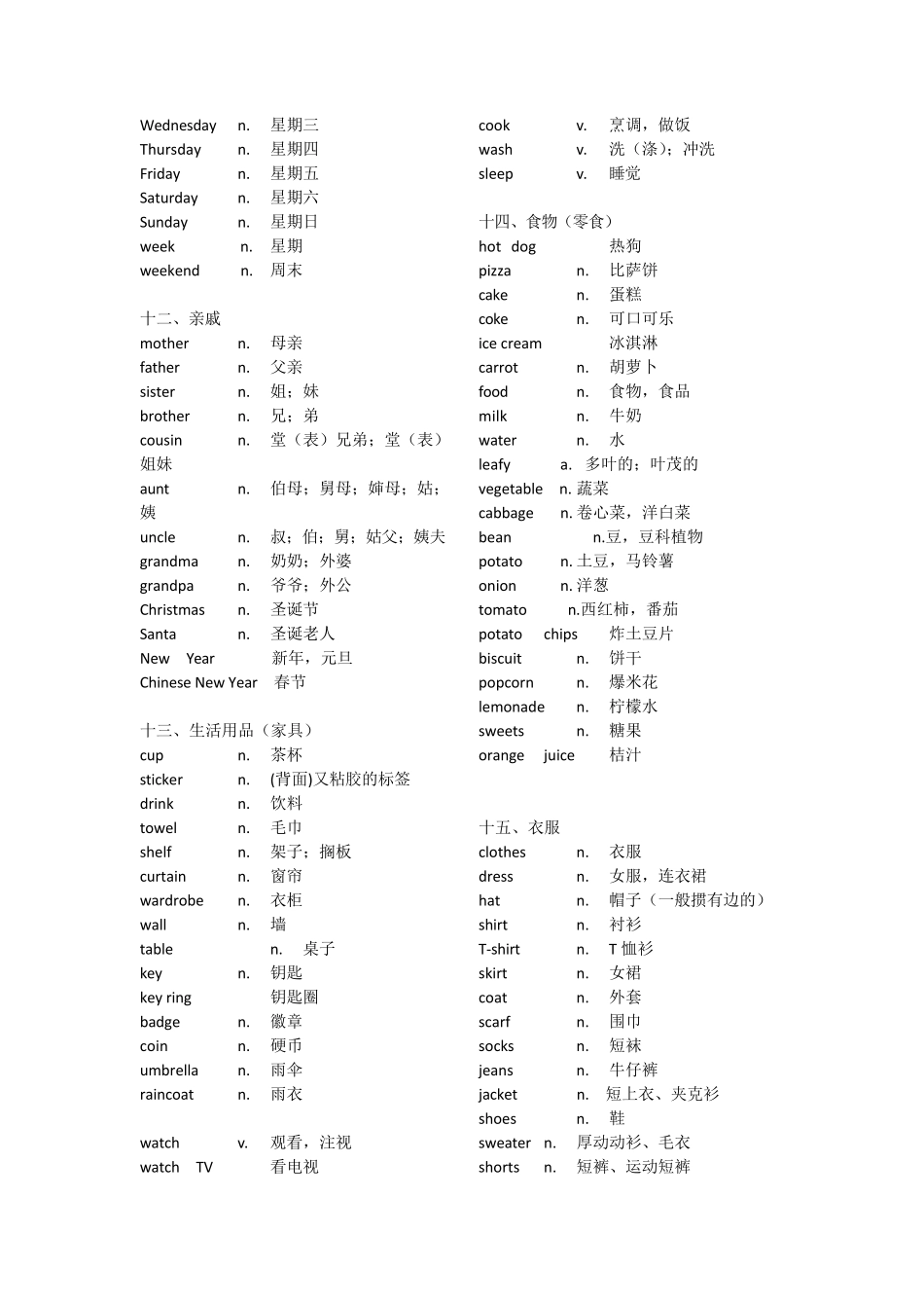 一到三年级英语单词分类整理_第3页