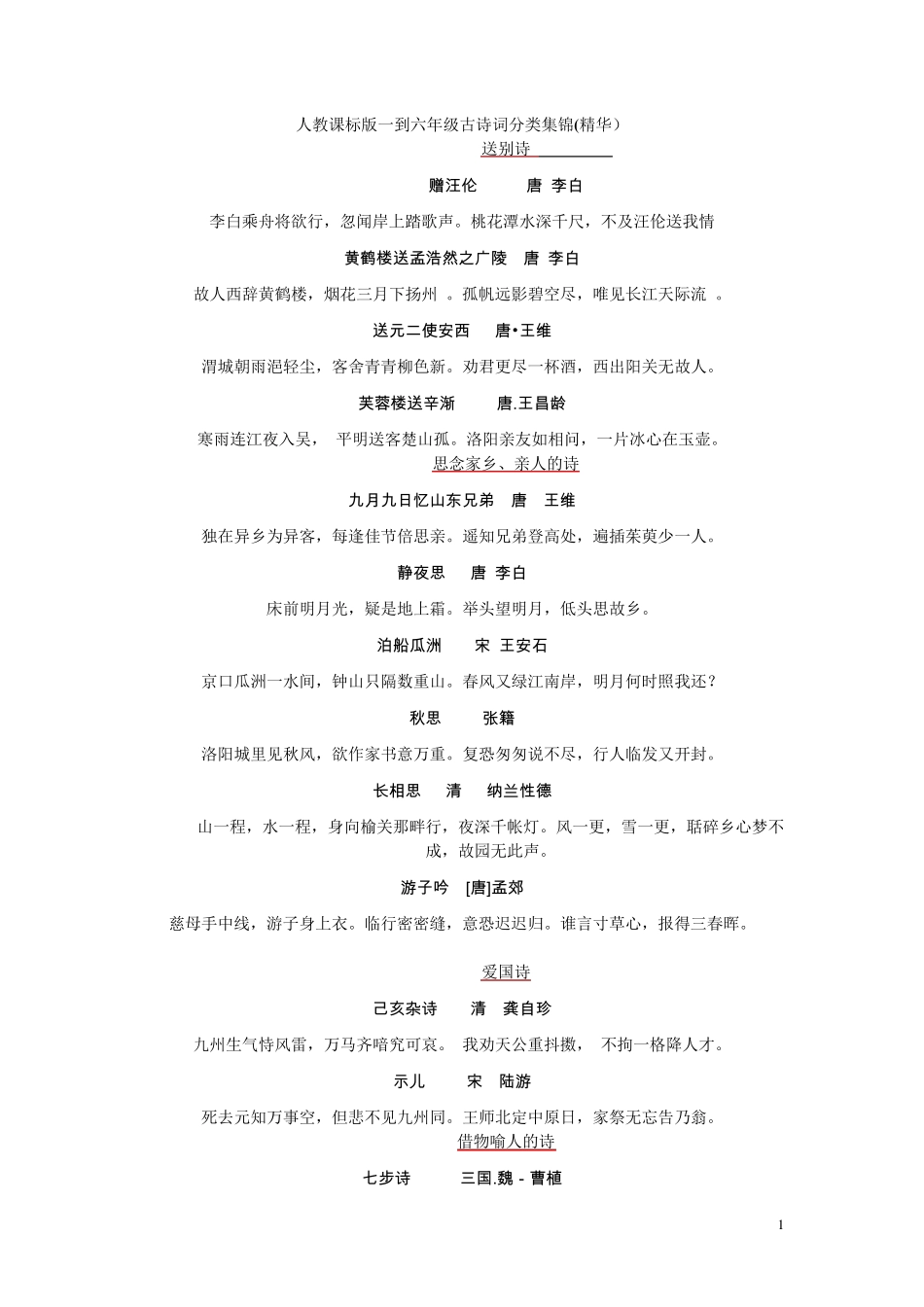 一到六年级古诗分类_第1页