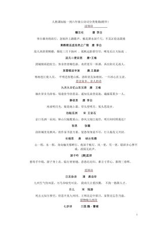 一到六年级古诗分类