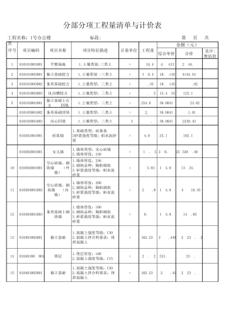 一号办公楼清单