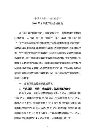 一季度风险分析报告