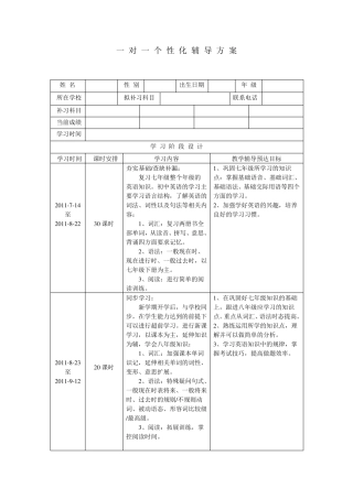 一对一个性化辅导方案模板集锦