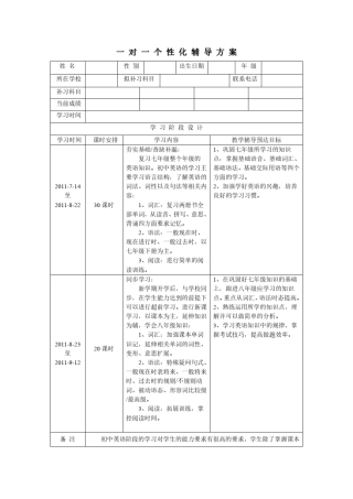 一对一个性化辅导方案