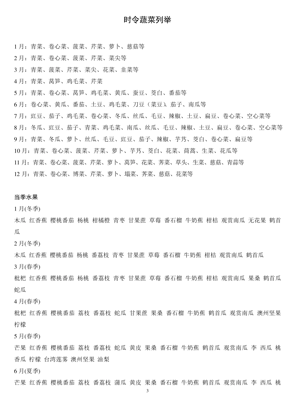 一年四季的时令蔬菜水果_第3页