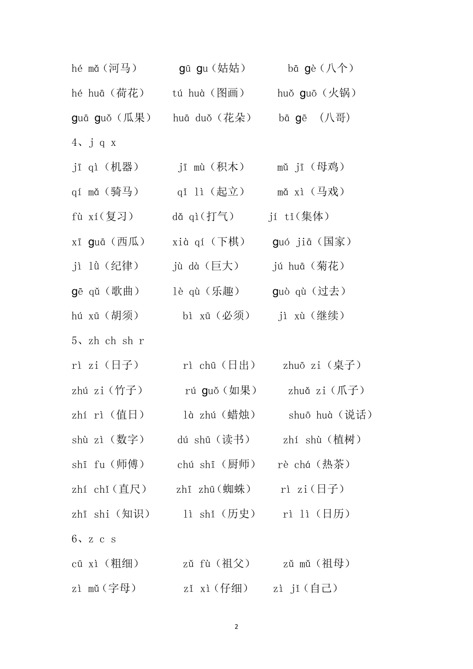 一年级上册拼音拼读_第2页