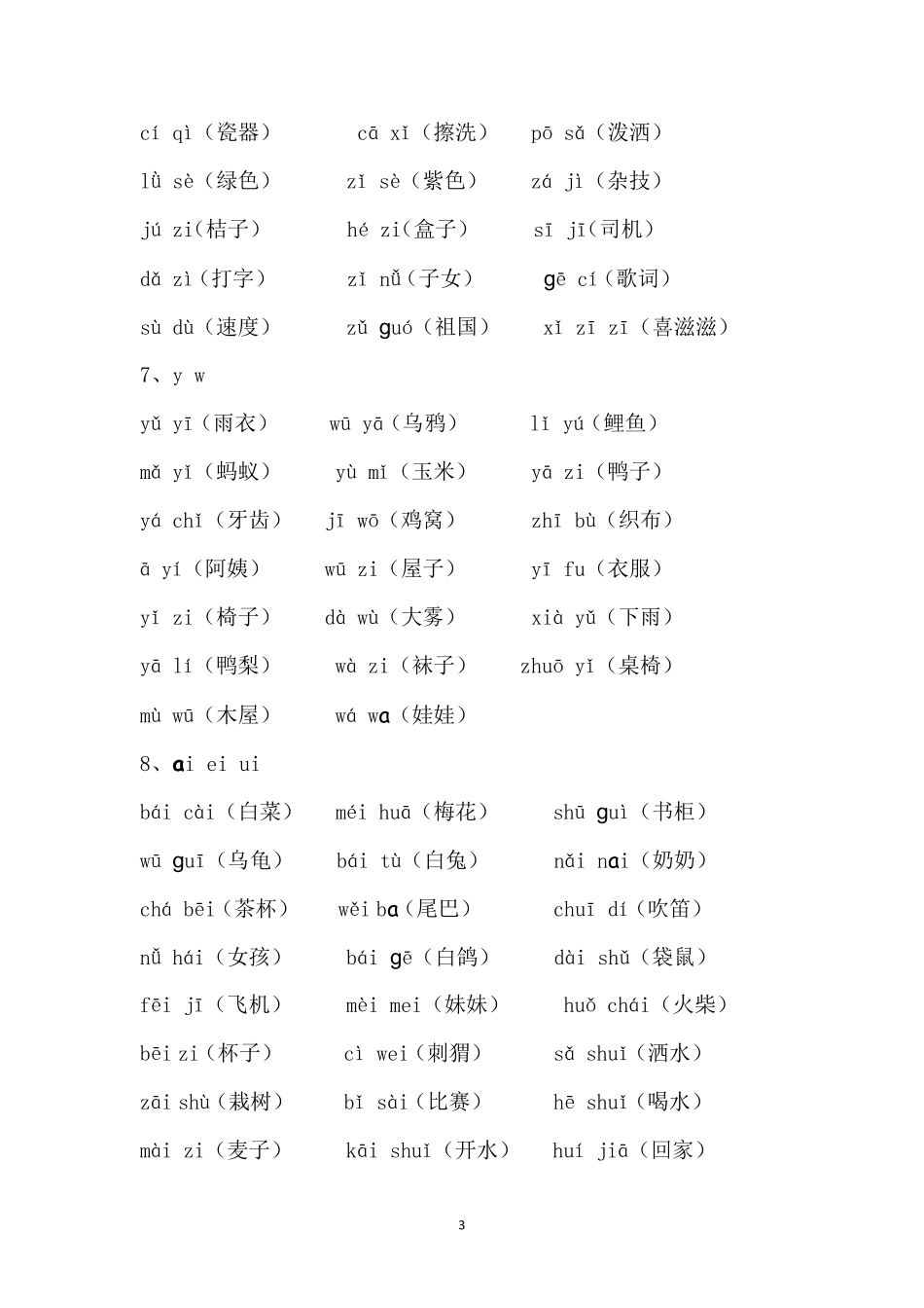 一年级上册拼音拼读_第3页