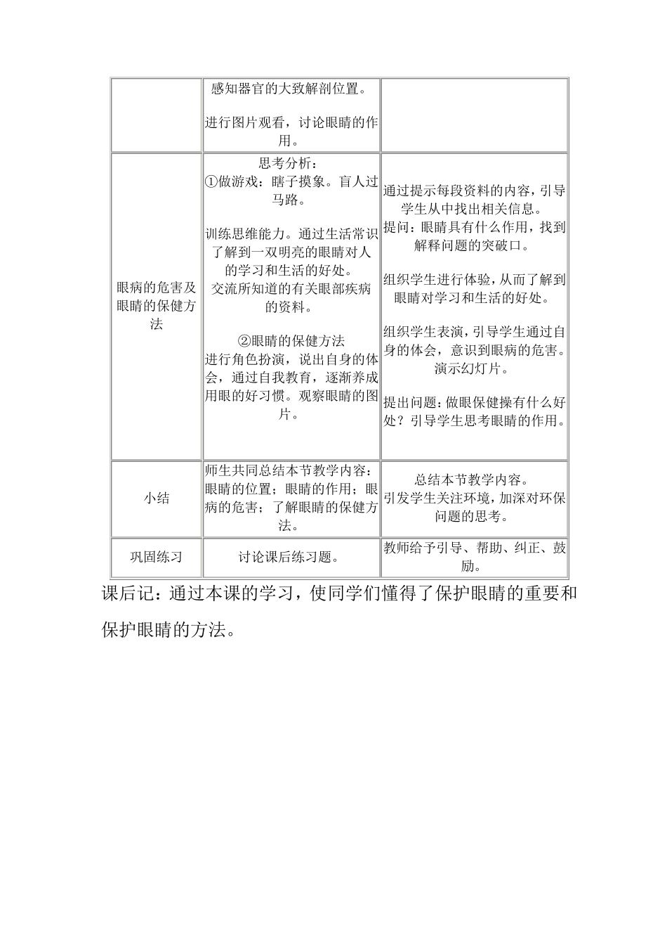 一年级下册健康教育教案_第3页
