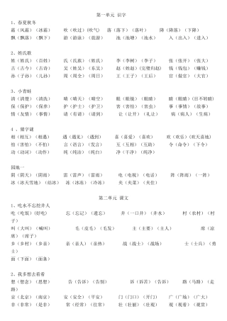 一年级下册识字表组词