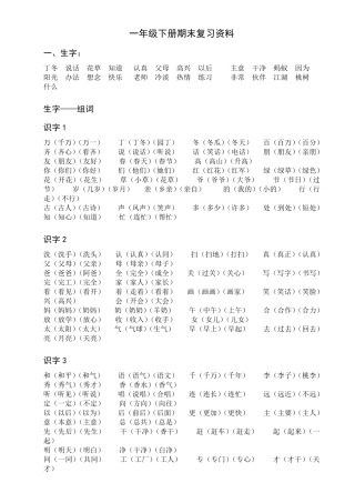 一年级下册语文期末复习资料重点