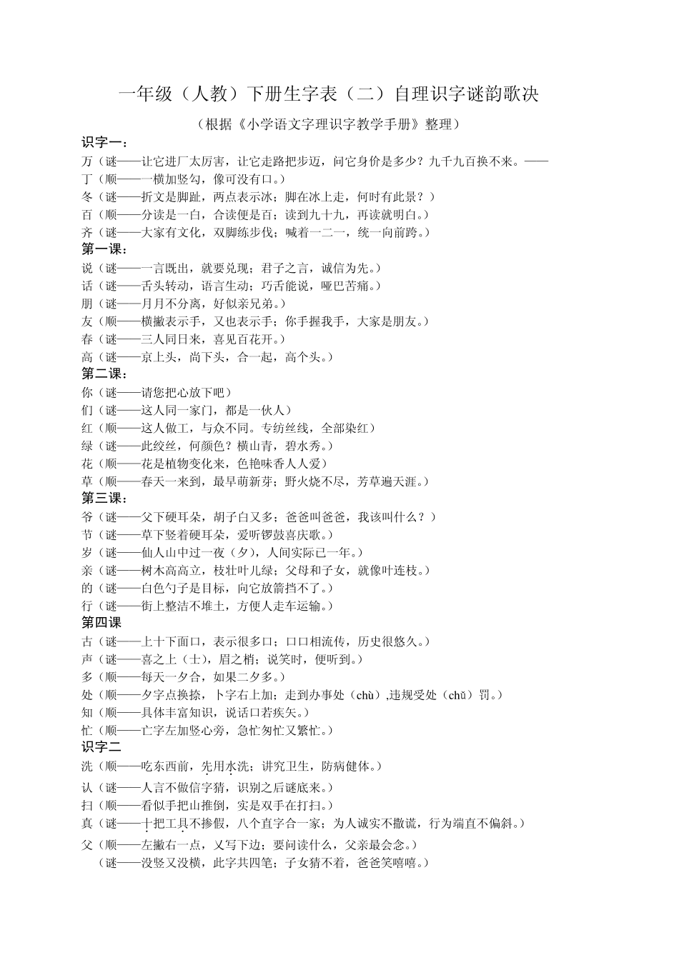 一年级下学期字理识字字谜识字_第1页