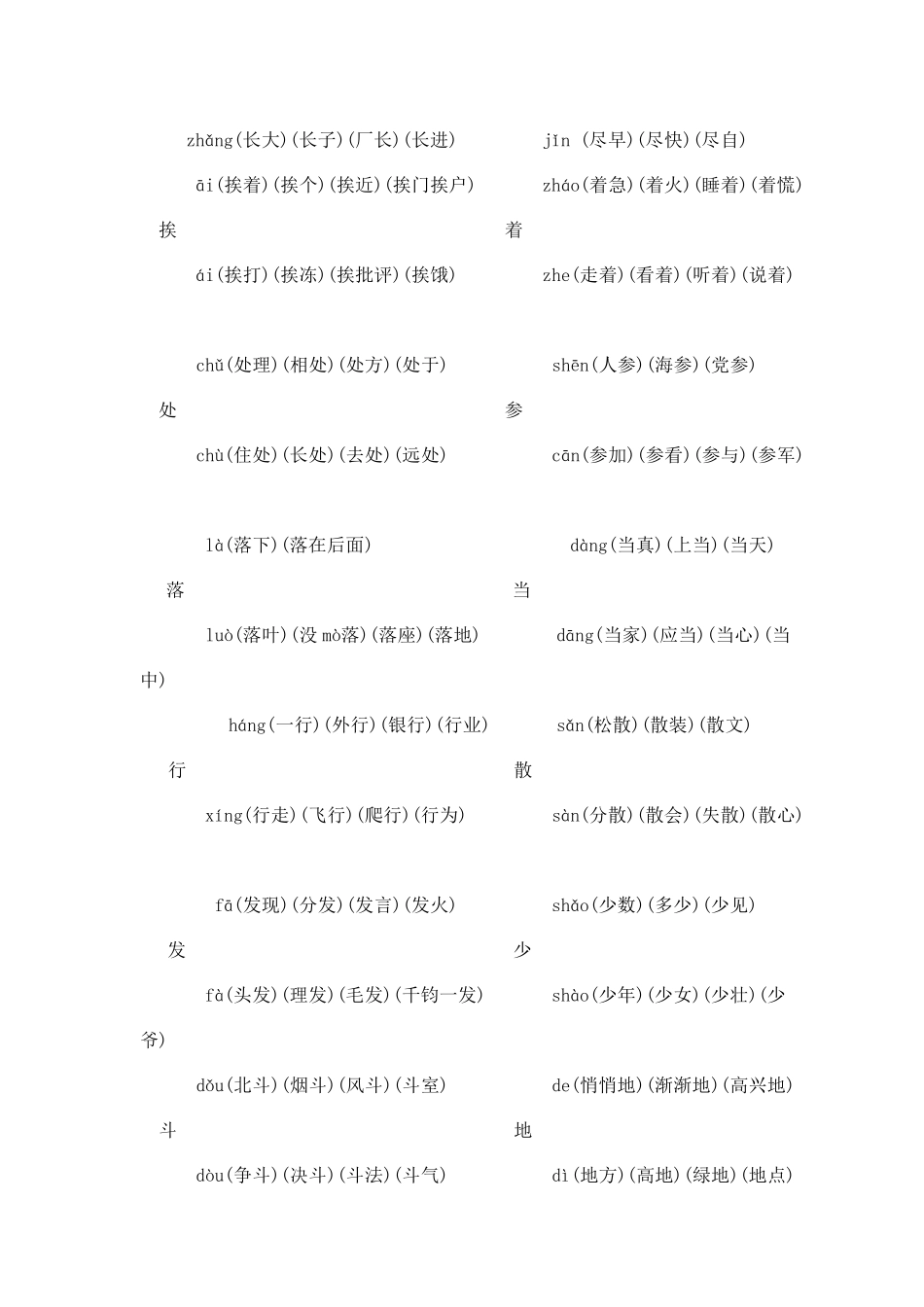 一年级人教版多音字组词_第2页