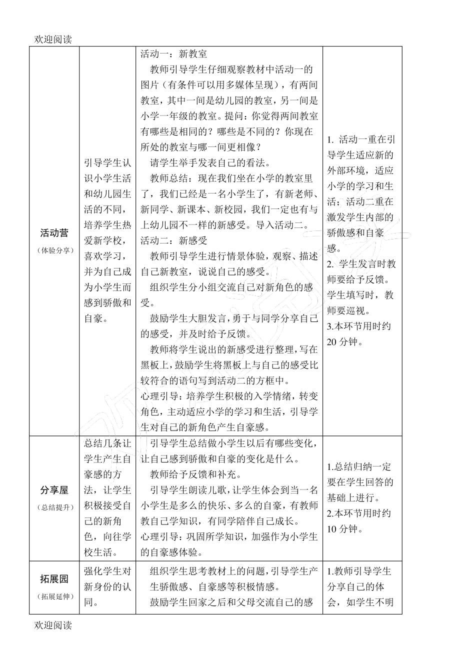 一年级全册心理健康教育教案_第2页