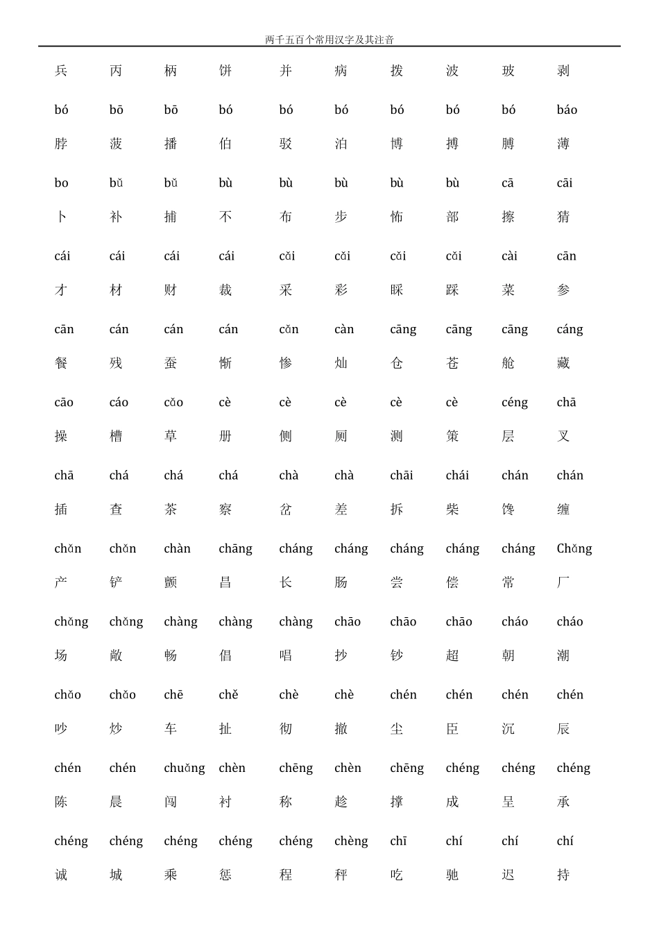 一年级常用汉字大全(含拼音)_第2页