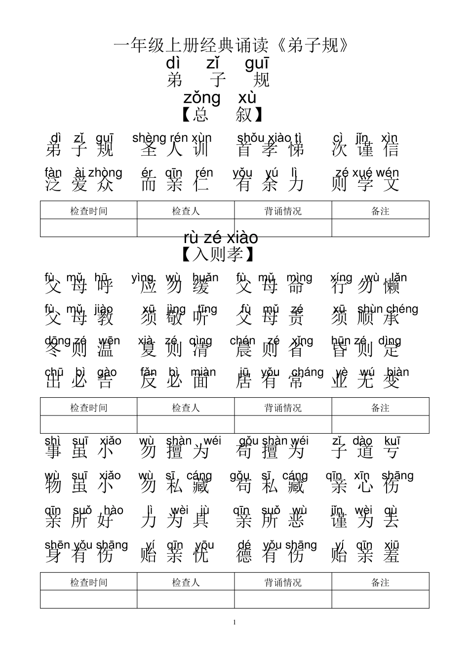 一年级弟子规全文带拼音一年级的弟子规全文_第1页