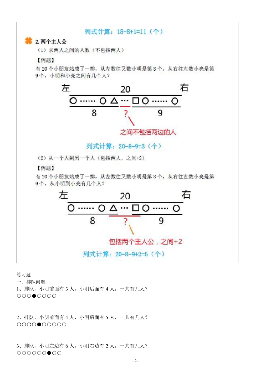 一年级数学上册排队问题专题练习_第2页