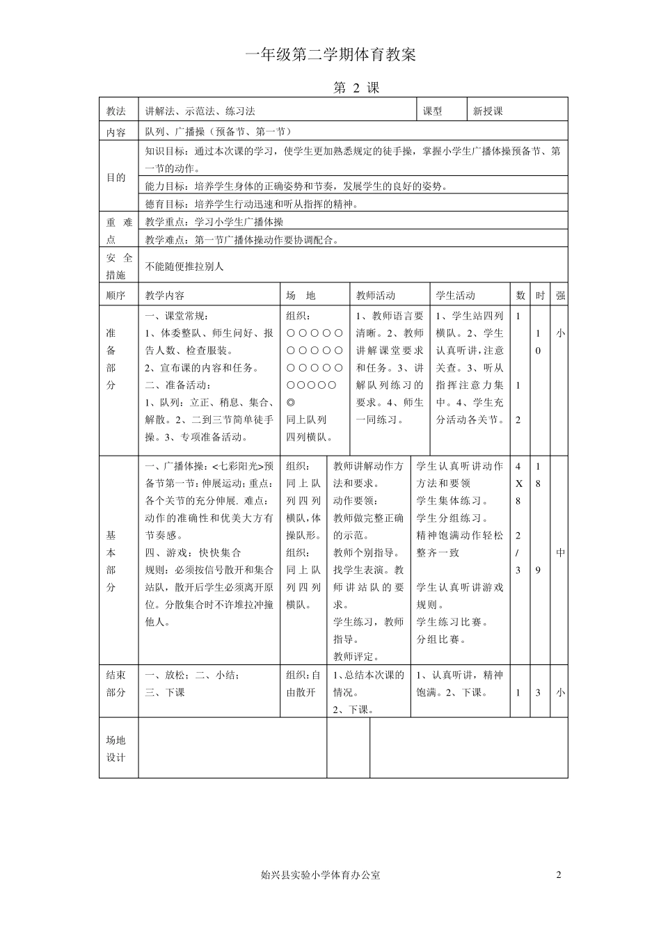 一年级第二学期体育教案_第2页