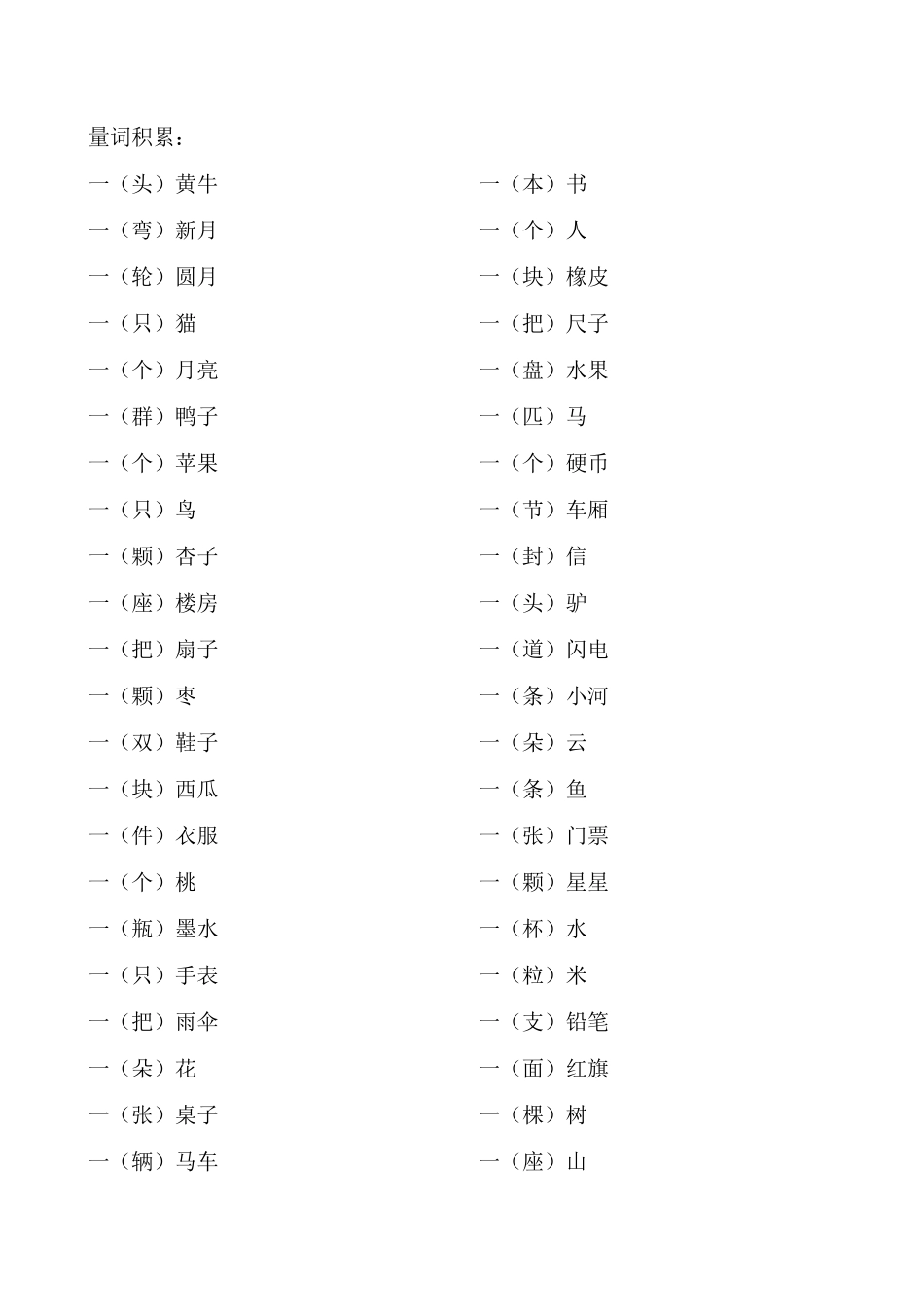 一年级词语积累大全_第1页