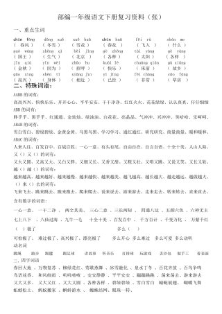 一年级语文下册复习资料(张)