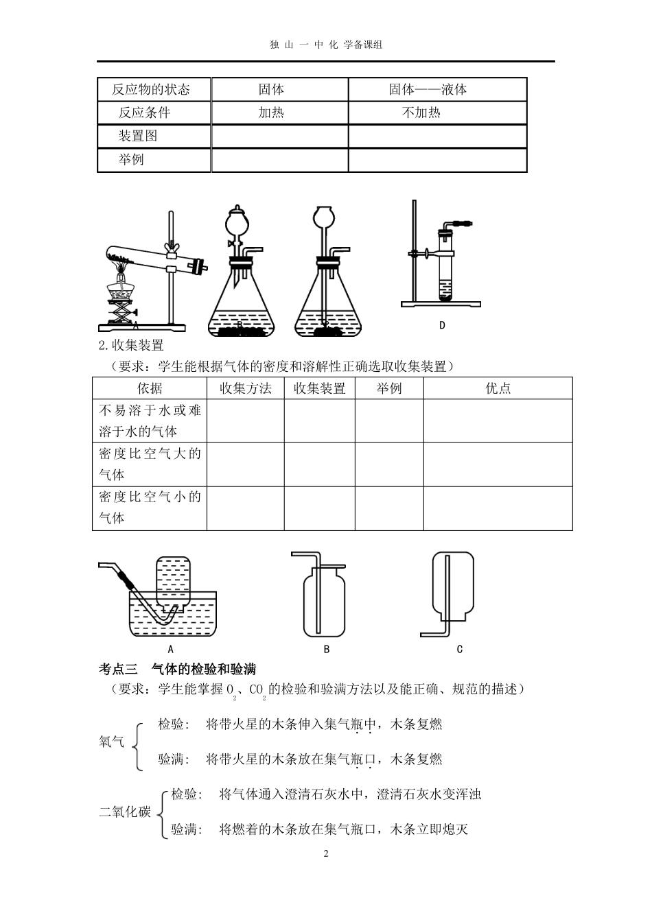 教学设计常见气体的制取和性质复习_第2页