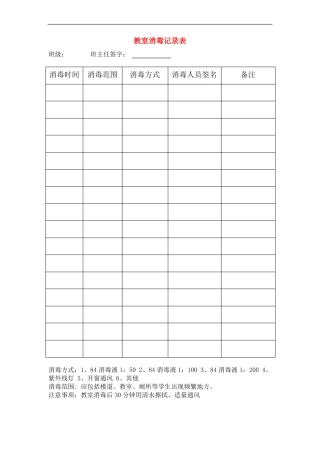 教室消毒记录表