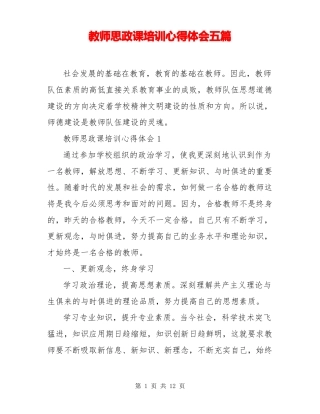 教师思政课培训心得体会五篇