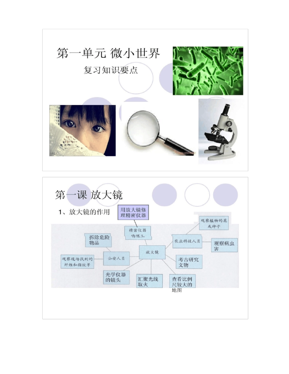 教科版六年级科学下册复习课：微小世界_百度文_第1页