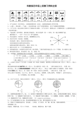 教科版四年级上册科学复习资料精排