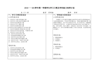 数学学生学习习惯及学科能力培养计划