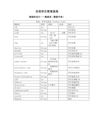 数据库设计数据字典