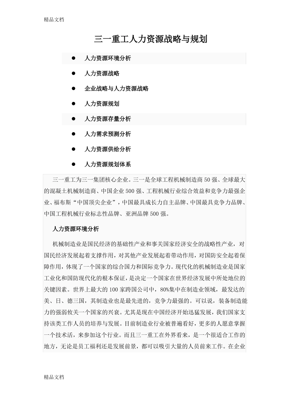 整理三一重工人力资源战略与规划_第1页