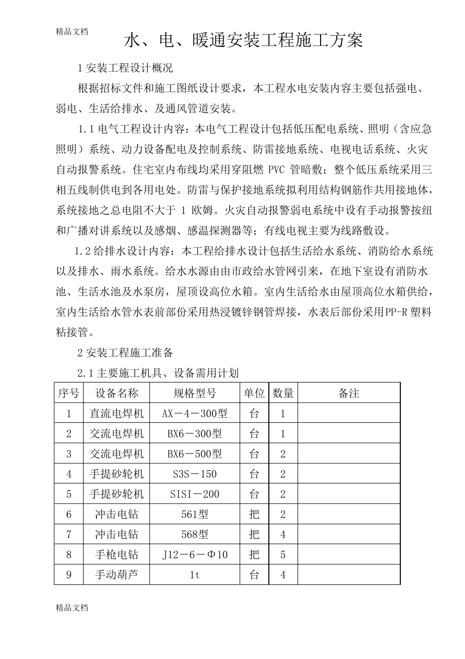 整理水电暖施工方案_第1页