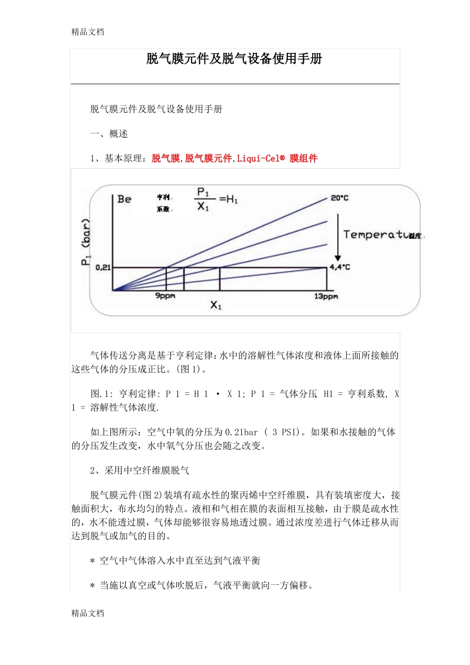 整理脱气膜元件及脱气设备使用手册_第1页