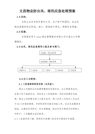 文昌物业台风应急预案2