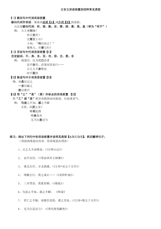 文言文宾语前置的8种类型