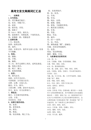 文言文高频词汇汇总