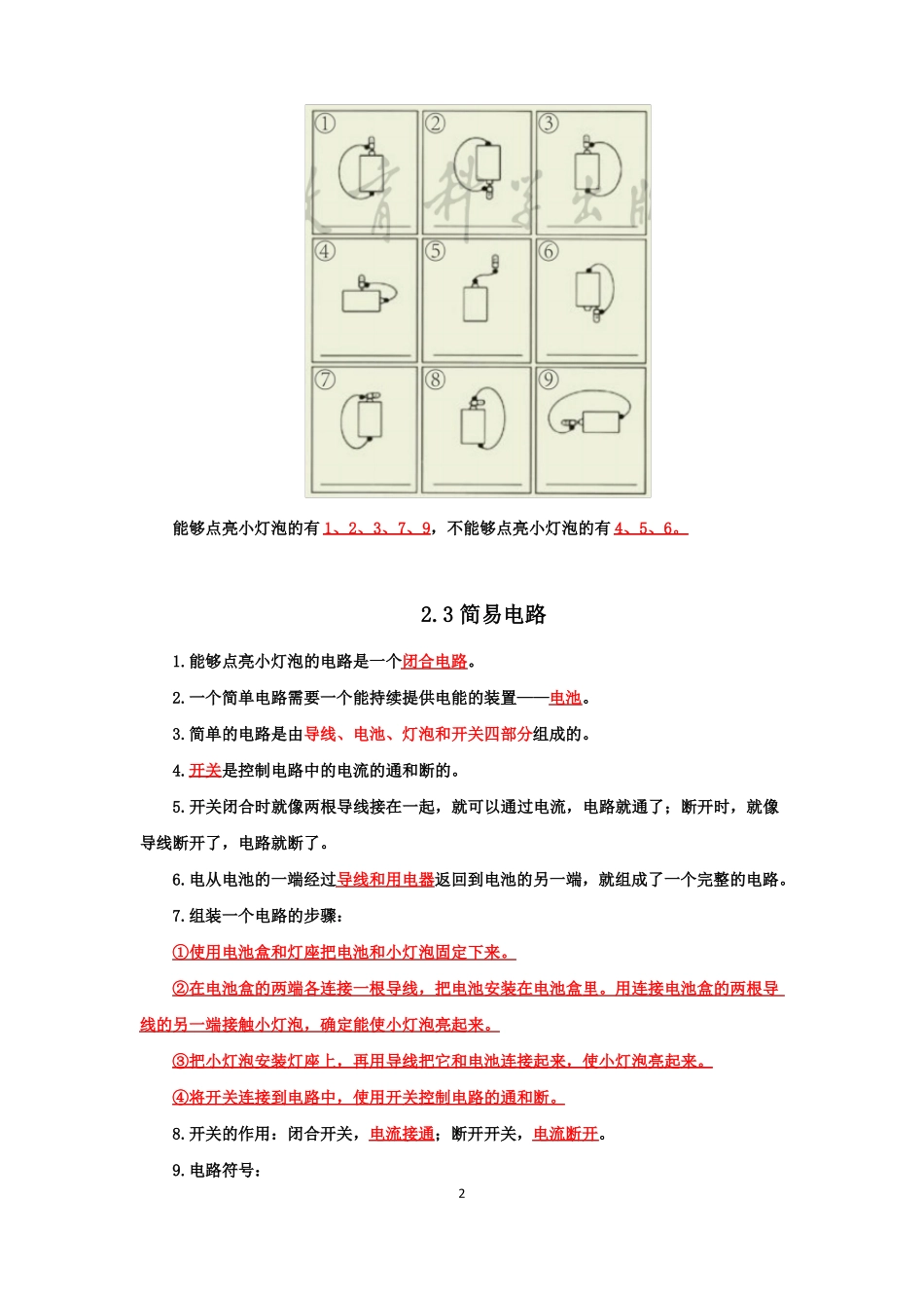 新2021教科版四年级科学下册电路知识点整理_第2页